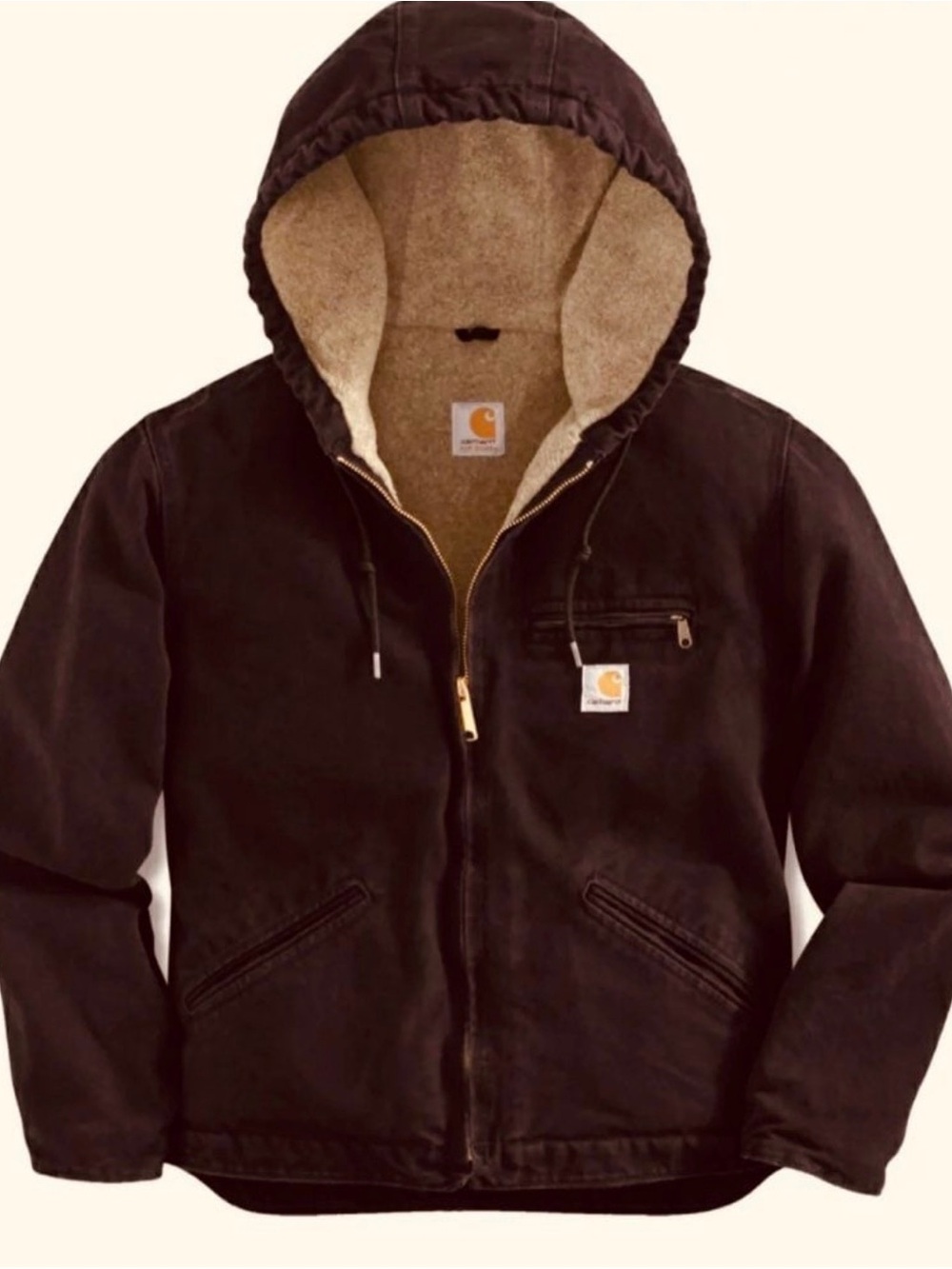 Carhartt Deep Wine Burgundy  Hooded Sherpa-Lined Jacket
